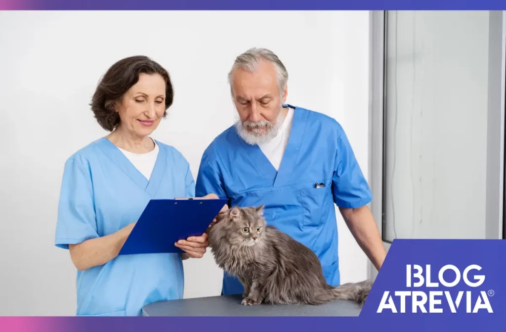 Veterinarios realizando un control de parásitos internos y externos en mascotas